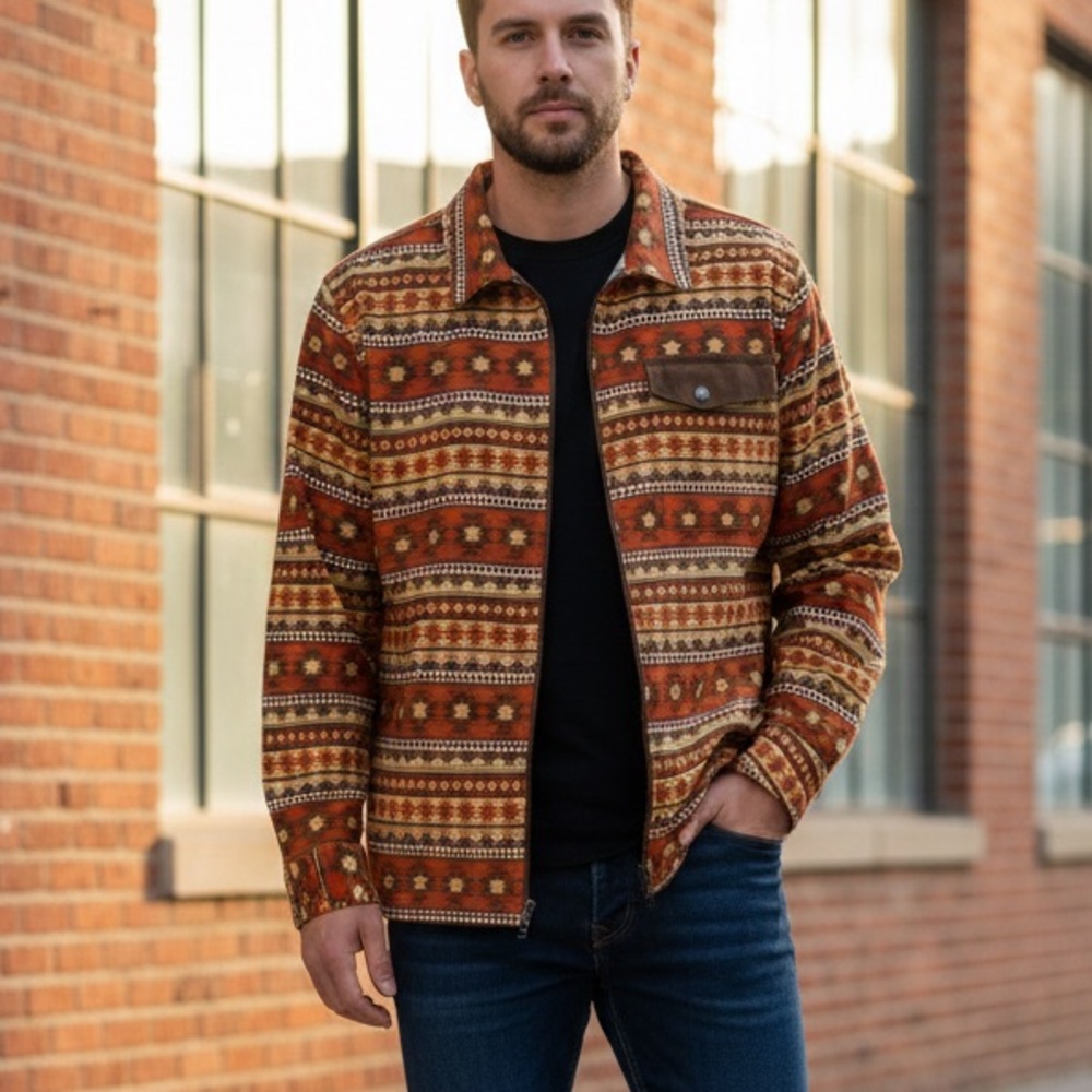 PRNTD by Polymer Men's Southwest Patterned Shirt Jacket Size XL